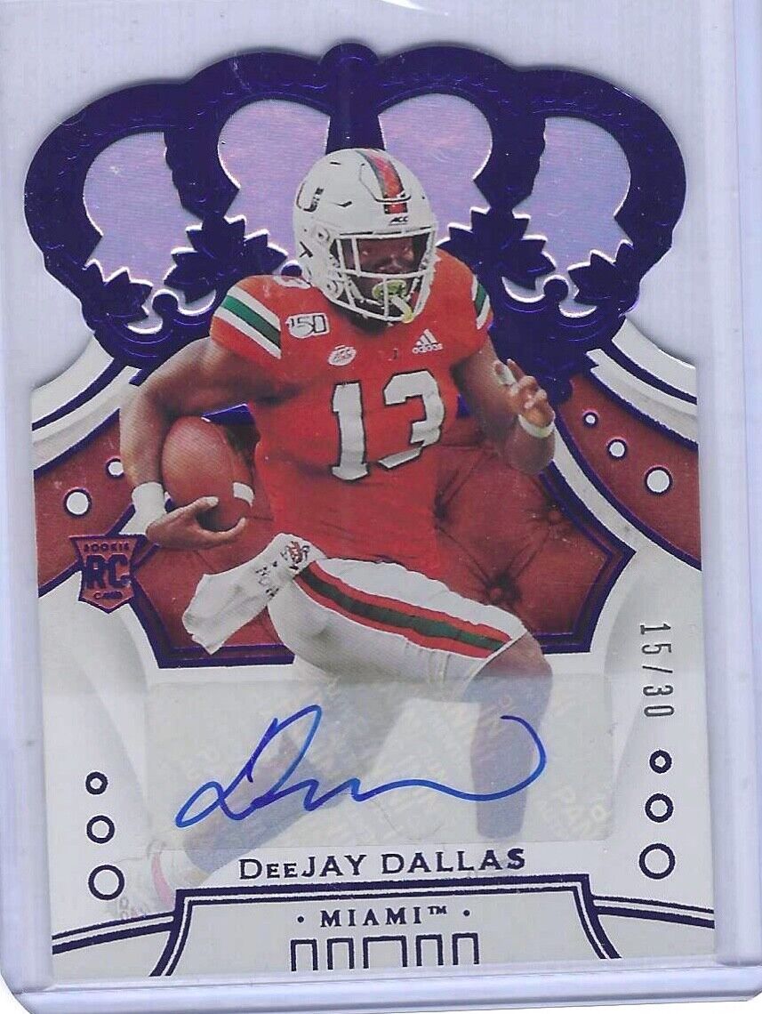 DEEJAY DALLAS 2020 PANINI CHRONICLES CROWN ROYALE BLUE DIE CUT AUTO RC #D 15/30