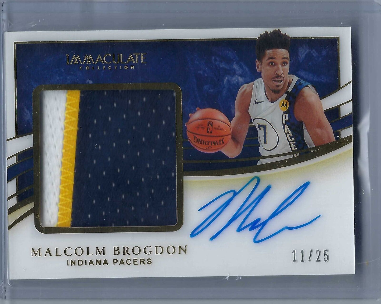 MALCOM BROGDON 2019-20 IMMACULATE COLLECTION JUMBO PATCH ON CARD AUTO #D 11/25
