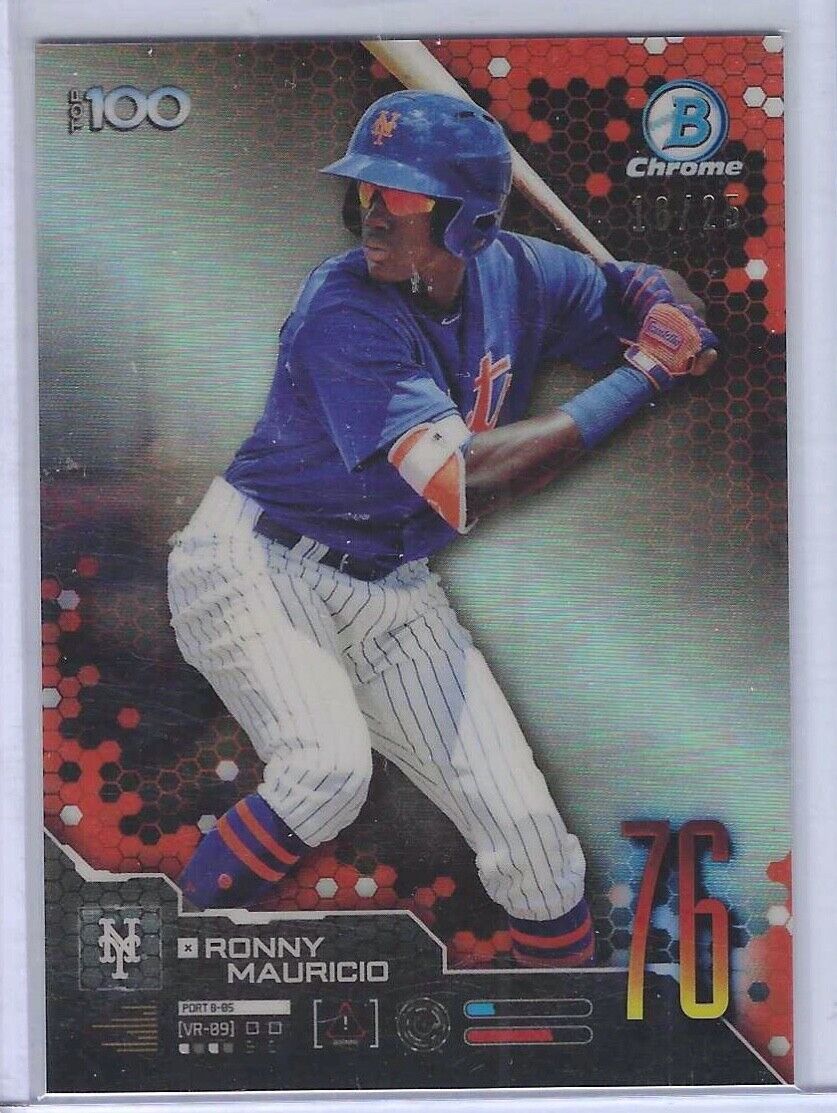 RONNY MAURICIO 2019 BOWMAN CHROME TOP 100 ORANGE REFRACTOR PROSPECT #D 16/25