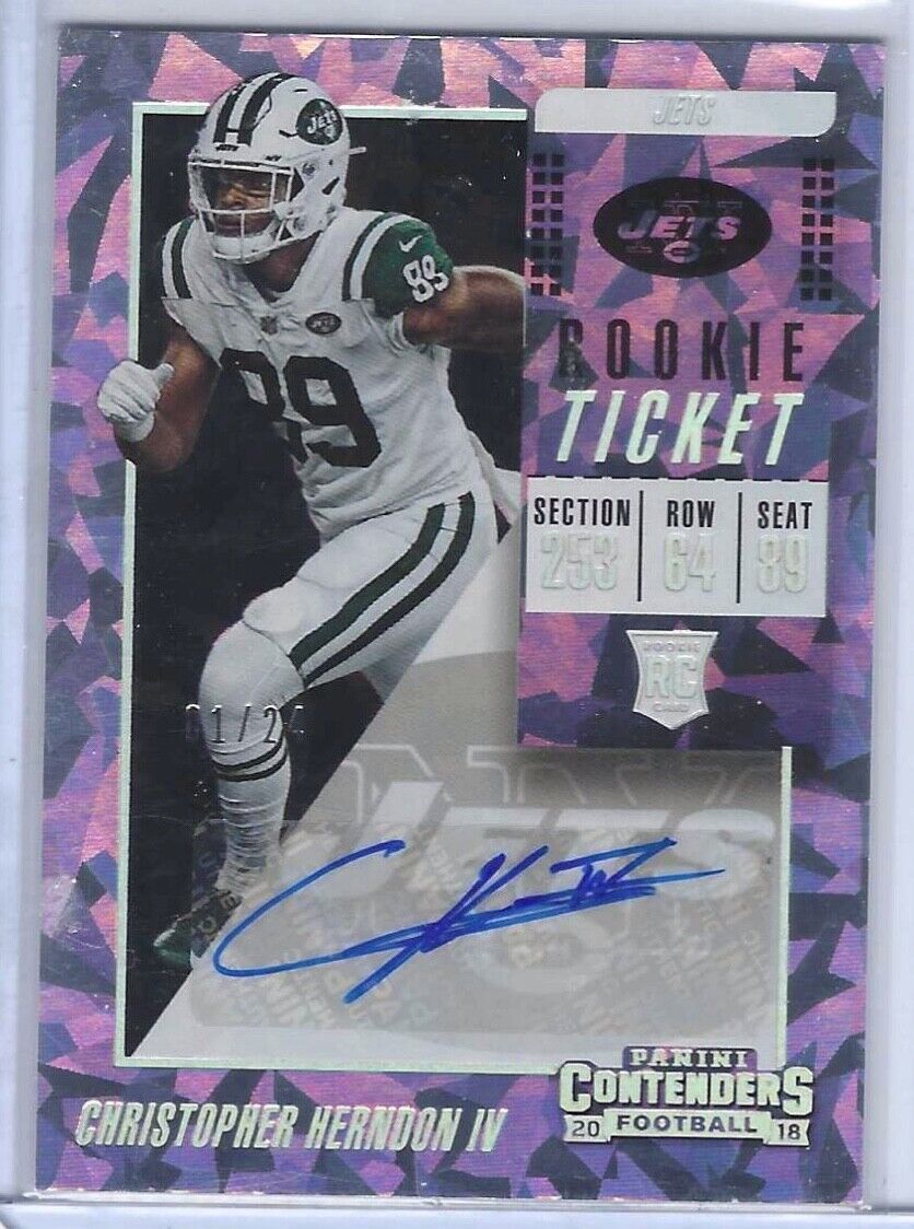 CHRISTOPHER HERNDON IV 2018 CONTENDERS CRACKED ICE ROOKIE TICKET AUTO RC #D 1/24