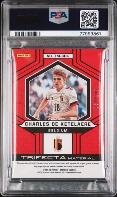 CHARLES DE KETELAERE 2021-22 OBSIDIAN TRIFECTA MATERIAL PATCH /149 PSA 10 POP 2