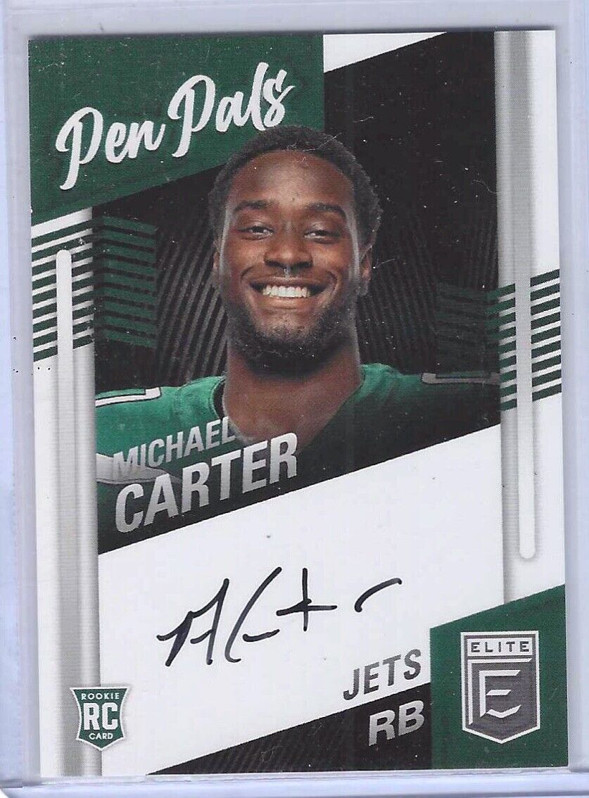 MICHAEL CARTER 2021 DONRUSS ELITE PEN PALS ROOKIE ON CARD AUTO RC #PP-MCA