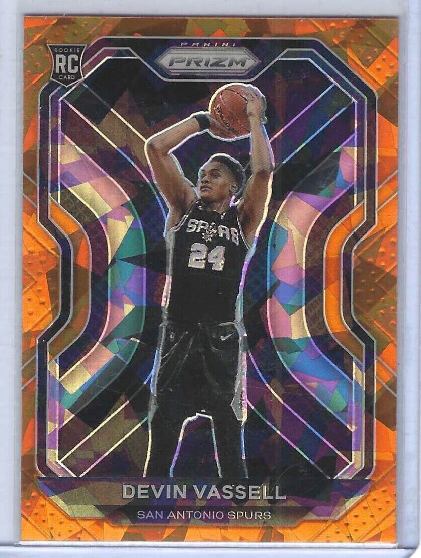 DEVIN VASSELL 2020-21 PANINI PRIZM ORANGE CRACKED ICE PRIZM ROOKIE RC #252