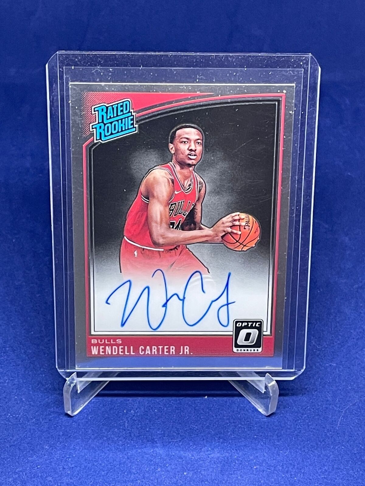 WENDELL CARTER JR 2018-19 PANINI DONRUSS OPTIC RATED ROOKIE ON CARD AUTO RC #170