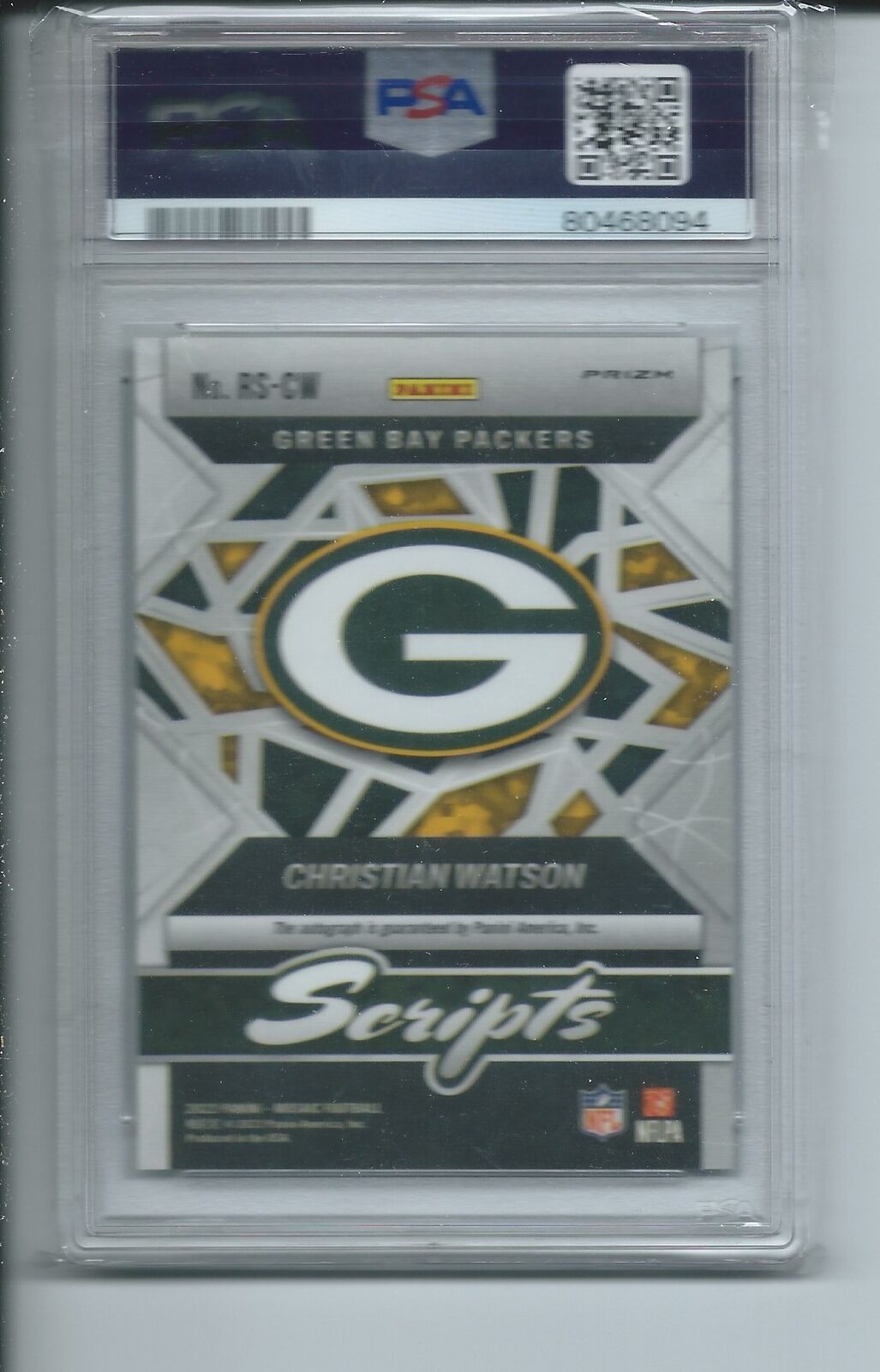 CHRISTIAN WATSON 2022 PANINI MOSAIC ROOKIE SCRIPTS AUTO RC #RSCW PSA 10 GEM MINT