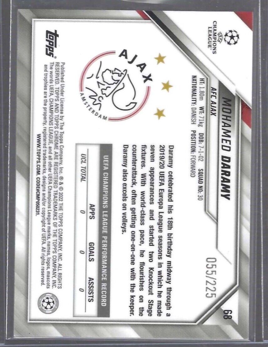 MOHAMED DARAMY 2021-22 TOPPS CHROME UEFA NIGHT VISION REFRACTOR RC #D /225