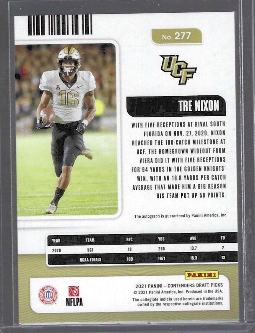 TRE NIXON 2021 PANINI CONTENDERS CRACKED ICE ROOKIE AUTO RC #D 02/23