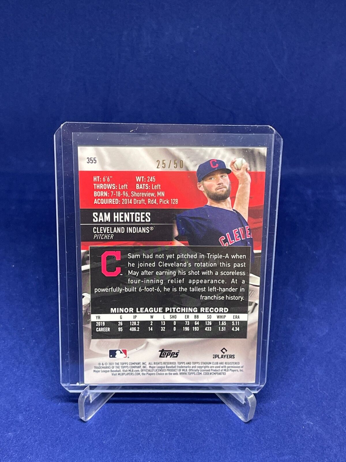 SAM HENTGES 2021 TOPPS STADIUM CLUB CHROME GOLD REFRACTOR ROOKIE RC #D 25/50
