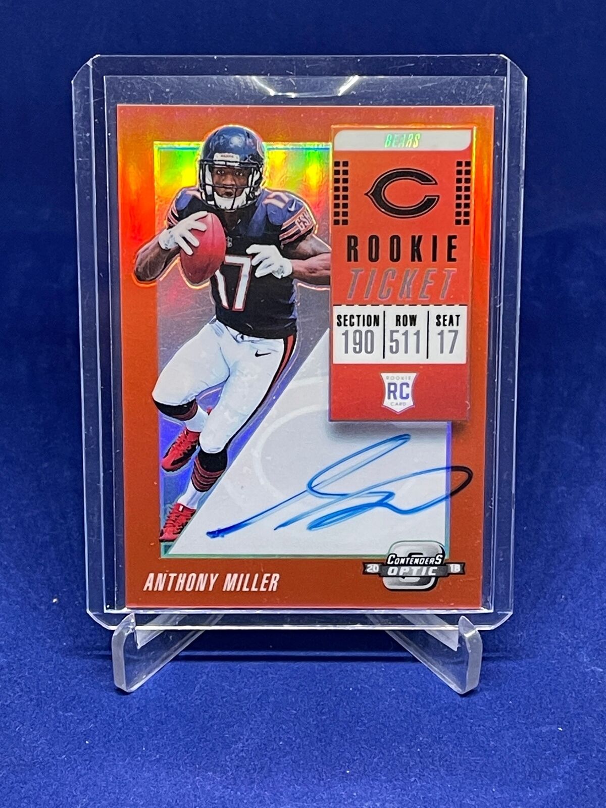 ANTHONY MILLER 2018 PANINI CONTENDERS OPTIC ORANGE PRIZM AUTO RC #D 45/49