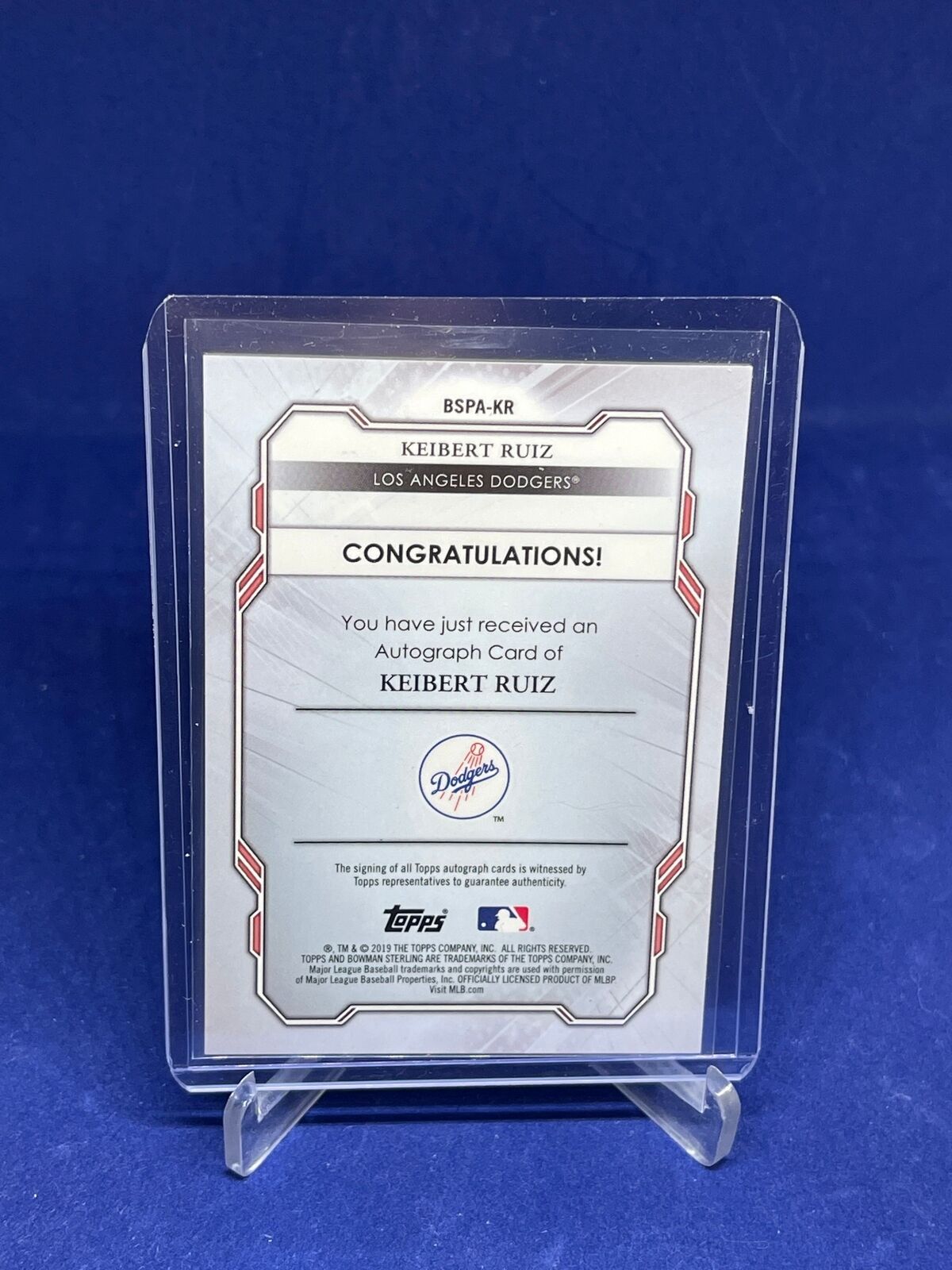 KEIBERT RUIZ 2019 BOWMAN STERLING ON CARD AUTO PROSPECT