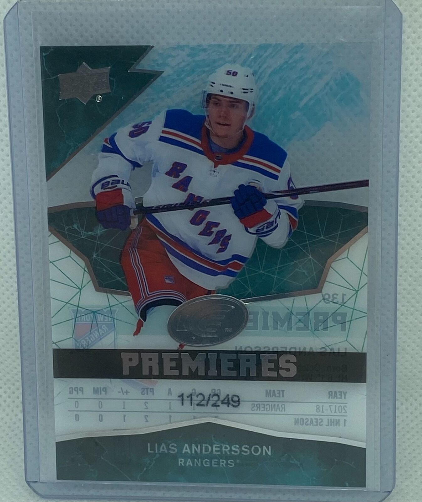 LIAS ANDERSON 2018-19 UPPER DECK ICE PREMIERES LEVEL 2 RC #D 112/249