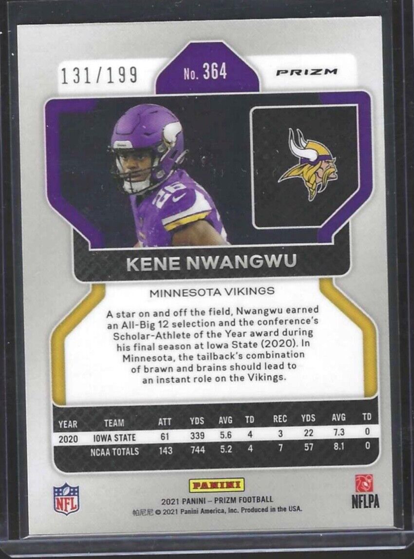 KENE NWANGWU 2021 PANINI PRIZM BLUE WAVE PRIZM ROOKIE RC #D 131/199