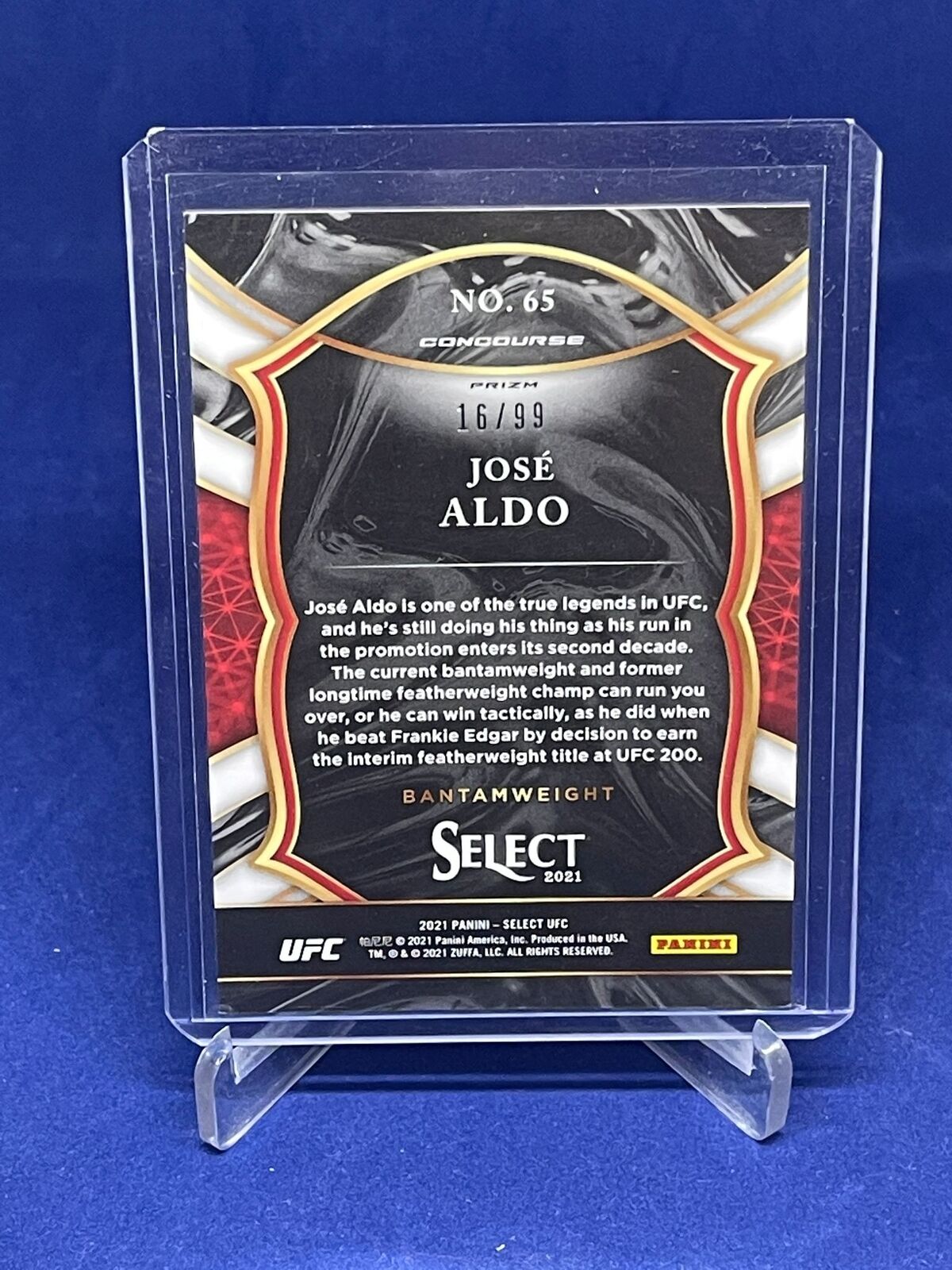 JOSE ALDO 2021 PANINI SELECT UFC CONCOURSE RED PRIZM #D 16/99