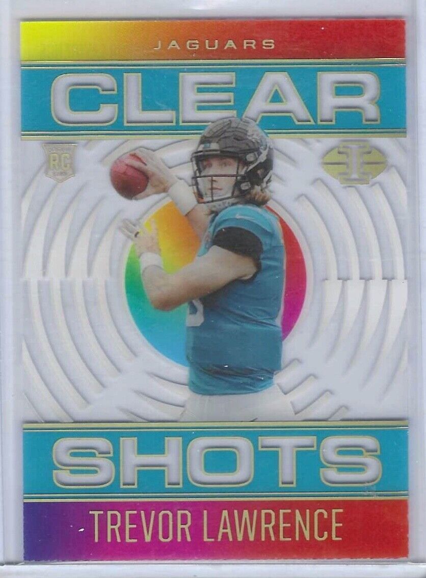 TREVOR LAWRENCE 2021 PANINI ILLUSIONS CLEAR SHOTS ACETATE BLUE RC #D /299