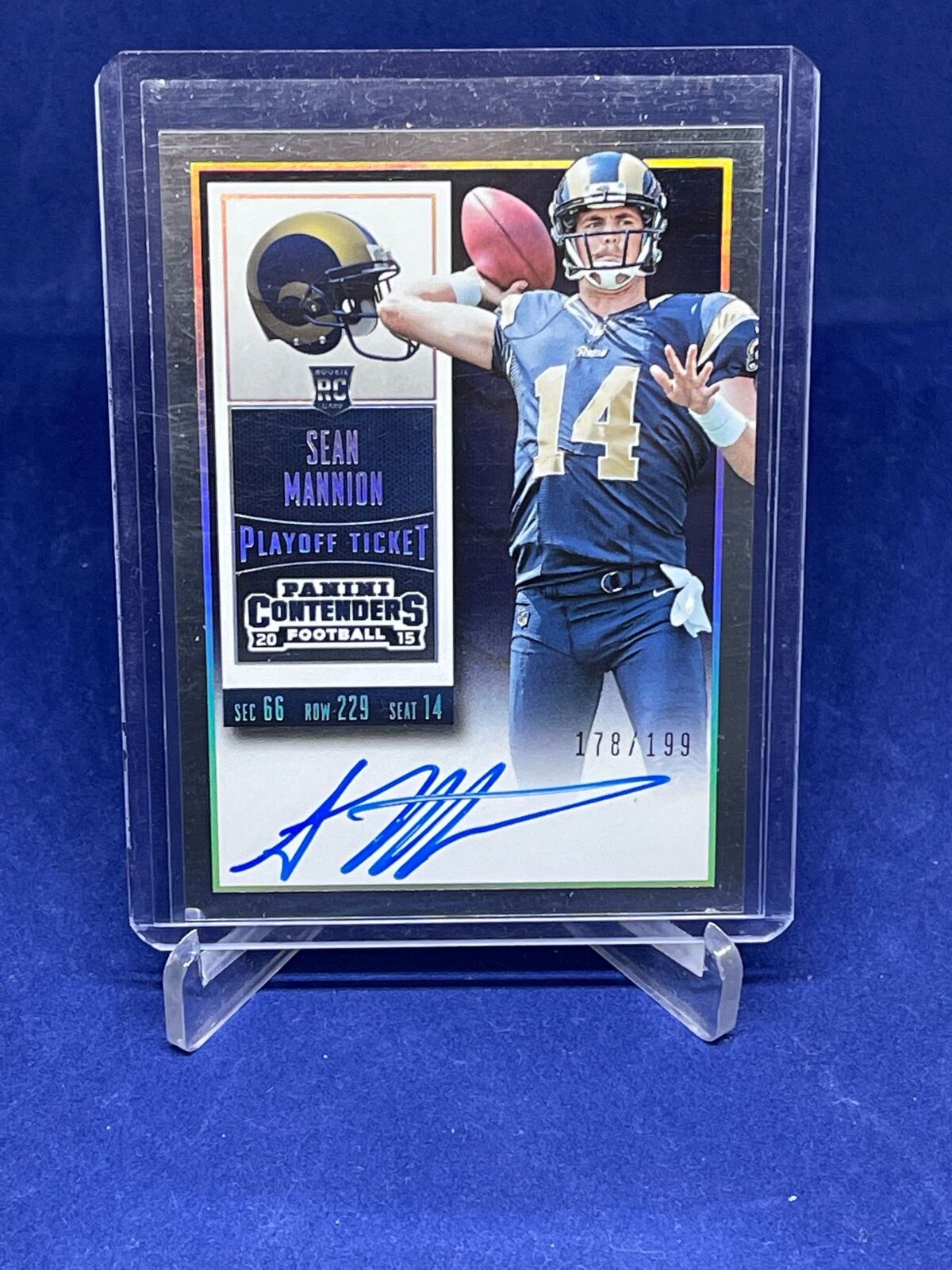 SEAN MANNION 2015 PANINI CONTENDERS PLAYOFF TICKET ON CARD AUTO RC #D 178/199