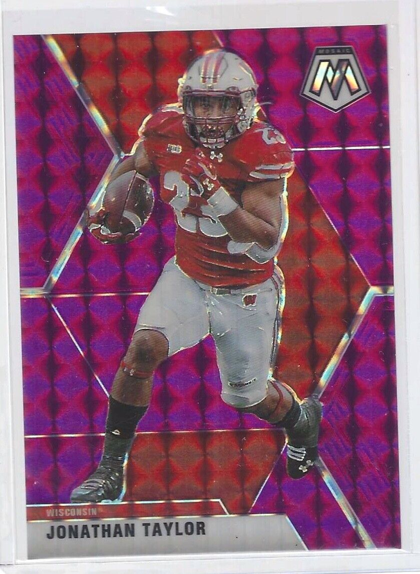 JONATHAN TAYLOR 2021 PANINI MOSAIC DRAFT PICKS PURPLE PRIZM #D 02/49