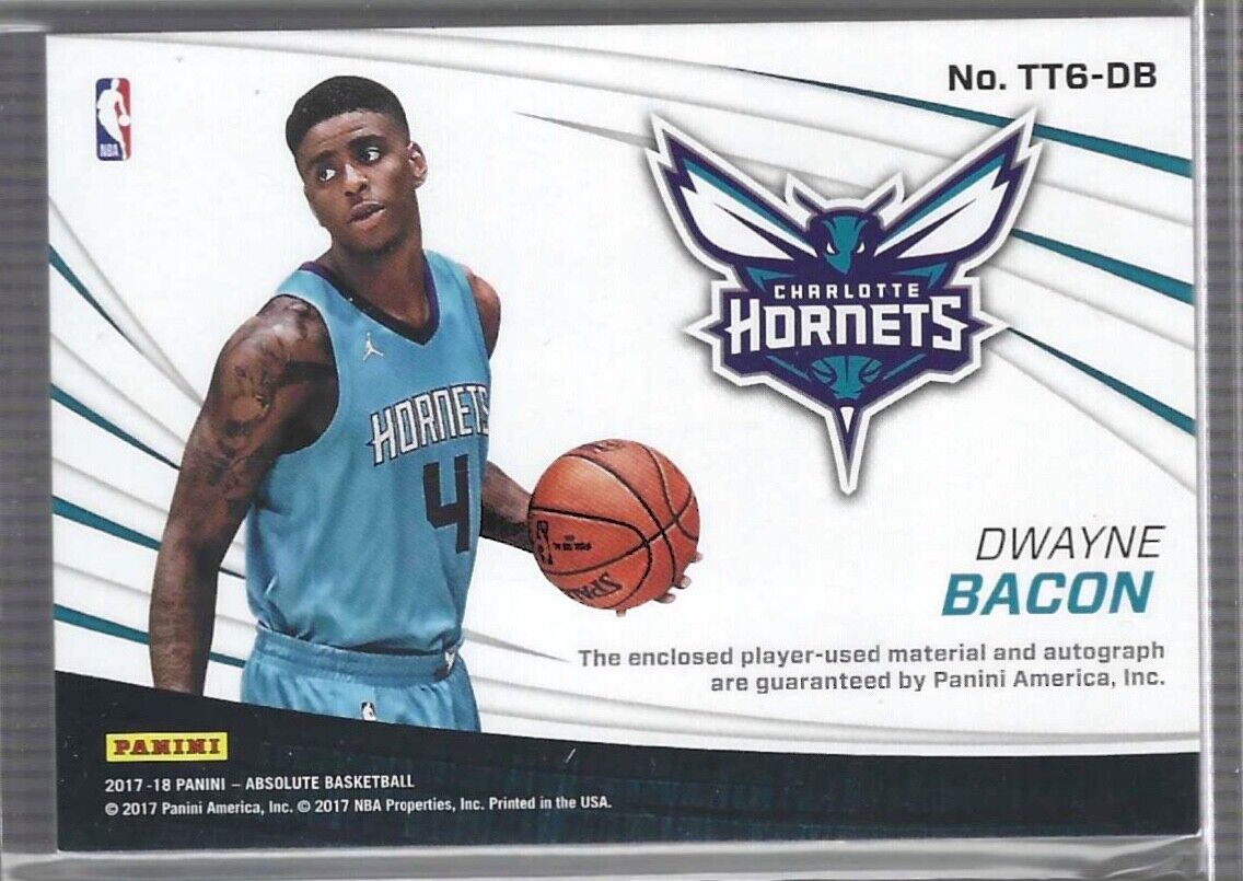 DWAYNE BACON 2017-18 ABSOLUTE TOOLS OF TRADE ORANGE SIX PATCH AUTO RC #D 23/25