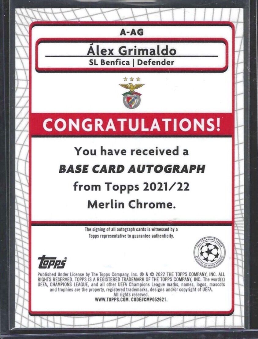ALEX GRIMALDO 2021-22 TOPPS MERLIN UEFA SILVER REFRACTOR AUTO #A-AG