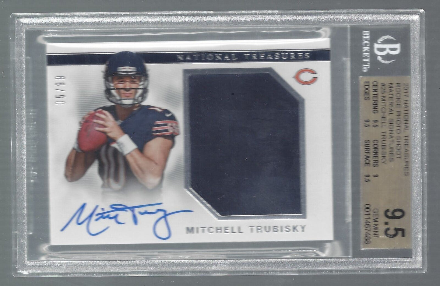 MITCH MITCHELL TRUBISKY 2017 NATIONAL TREASURES JERSEY AUTO RC /99 BGS 9.5 10 AU