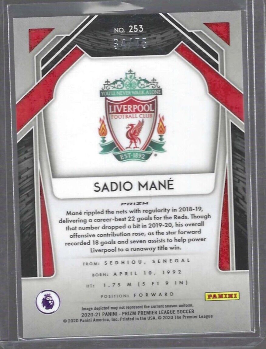 SADIO MANE 2020-21 PANINI PRIZM BLUE CRACKED ICE PRIZM #D 34/75