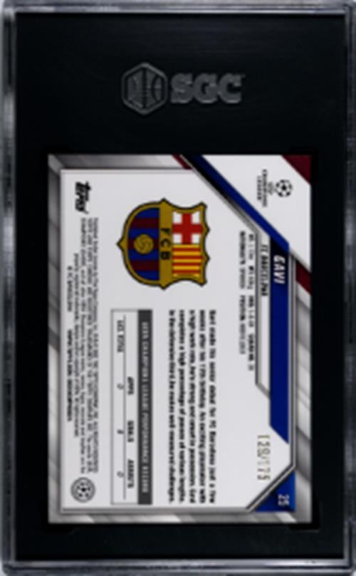 GAVI 2021-22 TOPPS CHROME UCL PINK MINI DIAMOND REFRACTOR RC /175 SGC 9.5 MINT +