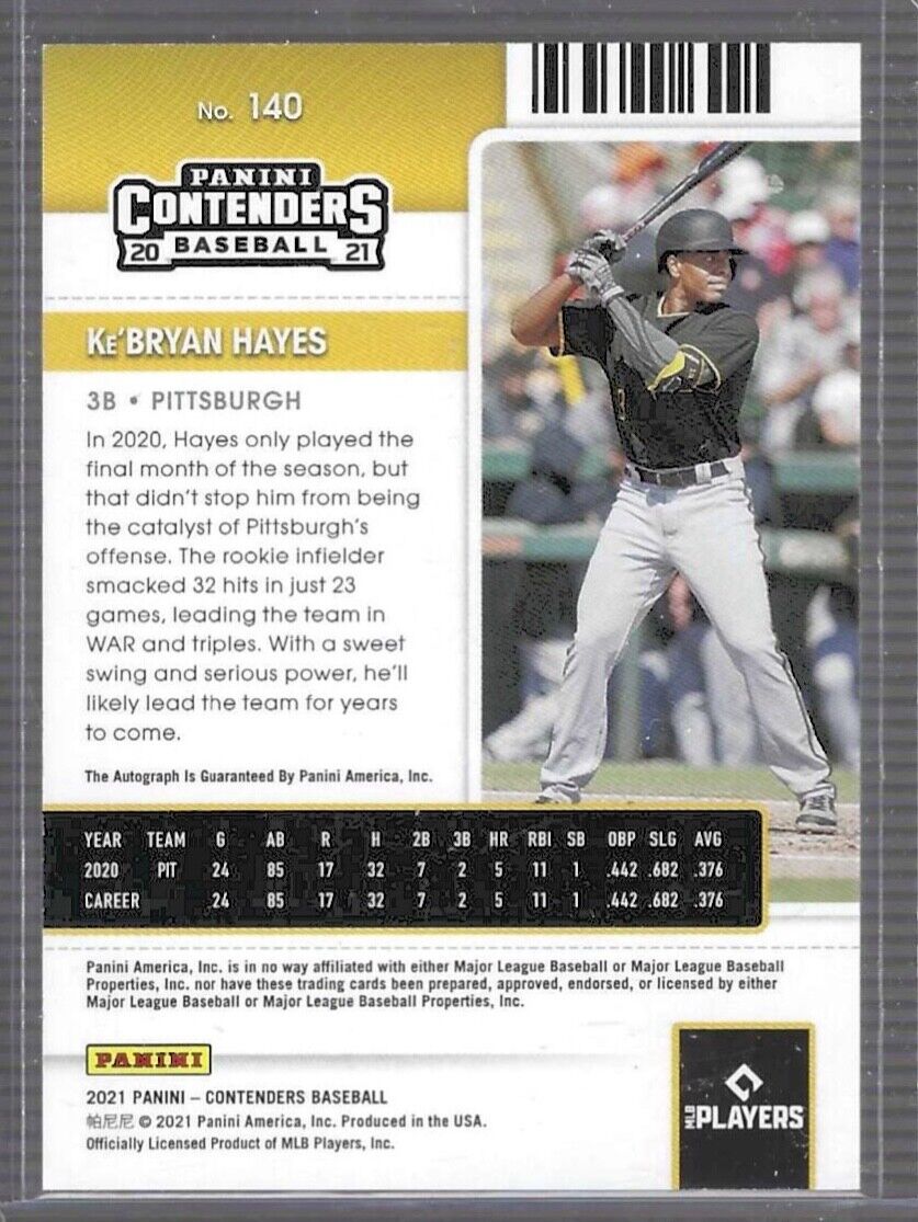 KE'BRYAN HAYES 2021 PANINI CONTENDERS ROOKIE TICKET ON CARD AUTO RC #140