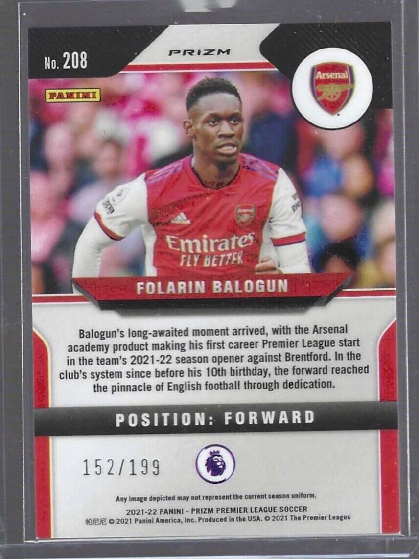 FOLARIN BALOGUN 2021-22 PANINI PRIZM EPL BLUE PULSAR PRIZM ROOKIE RC #D 152/199