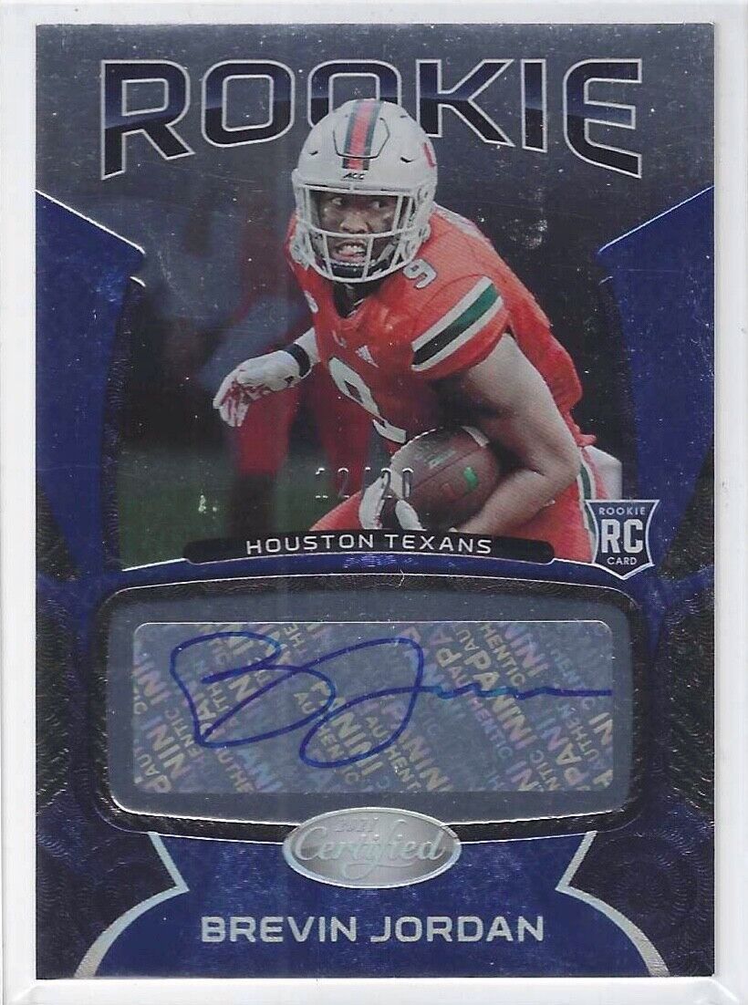 BREVIN JORDAN 2021 PANINI CERTIFIED BLUE FOIL ROOKIE AUTO RC #D 12/20