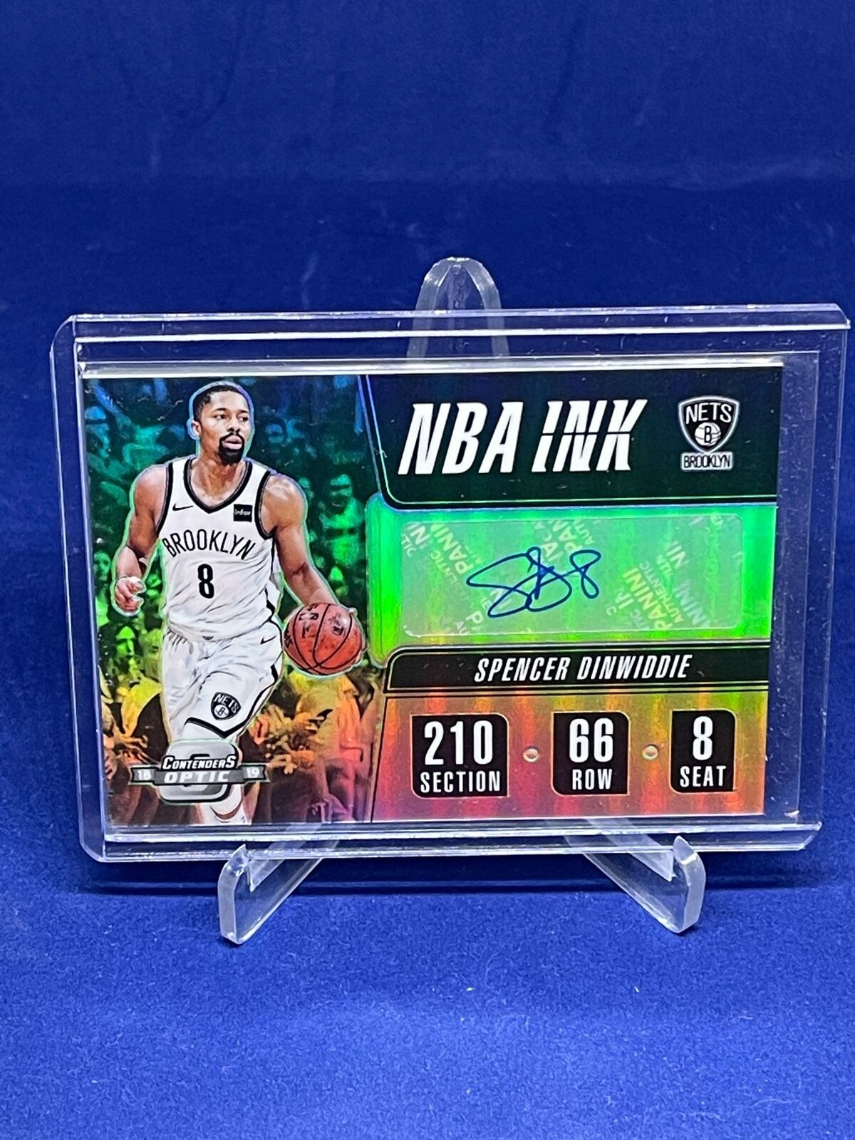 SPENCER DINWIDDIE 2018-19 PANINI CONTENDERS OPTIC NBA INK HOLO PRIZM AUTO