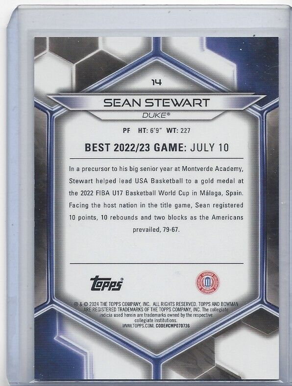 SEAN STEWART 2023 BOWMANS BEST GOLD DUKE REFRACTOR #D 34/50