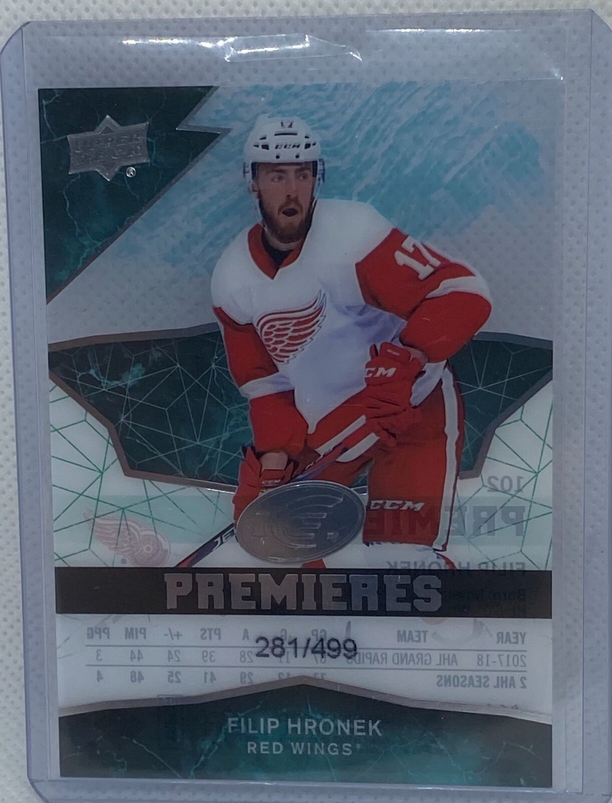 FILIP HRONEK 2018-19 UPPER DECK ICE PREMIERES LEVEL 3 RC #D 281/499