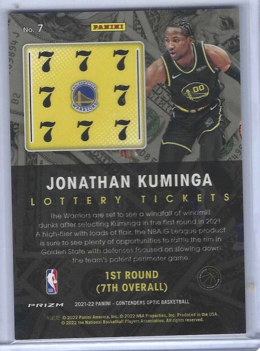 JONATHAN KUMINGA 2021-22 PANINI OPTIC CONTENDERS LOTTERY TICKETS HOLO RC #7