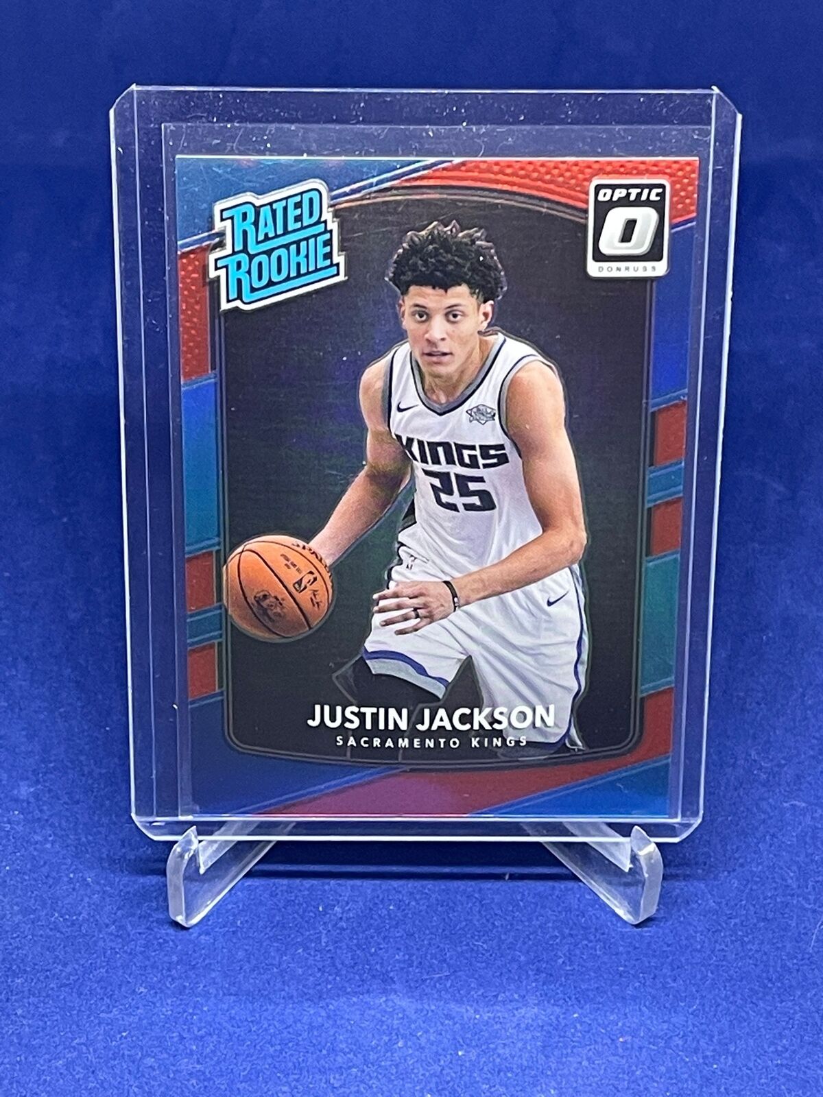 JUSTIN JACKSON 2017-18 PANINI DONRUSS OPTIC RATED ROOKIE RED HOLO RC #D 5/99