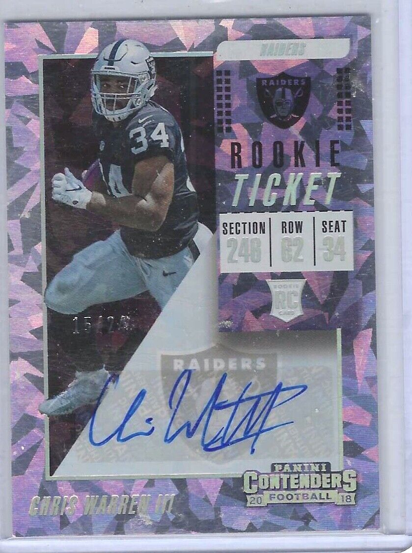 CHRIS WARREN II 2018 PANINI CONTENDERS CRACKED ICE ROOKIE AUTO RC #D 15/24