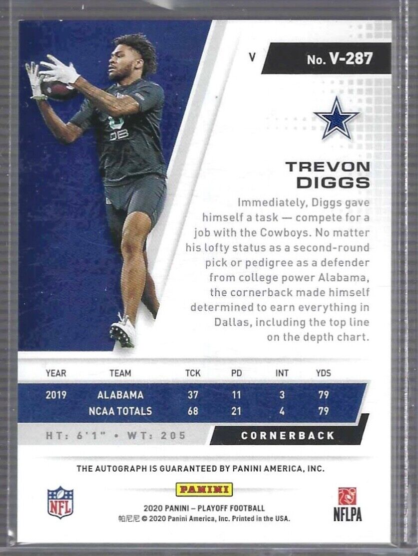 TREVON DIGGS 2020 PANINI PLAYOFF 4TH DOWN GOLD ROOKIE AUTO RC #D 09/10