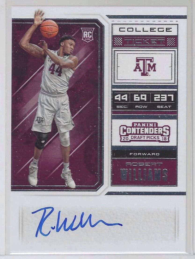 ROBERT WILLIAMS 2018 PANINI CONTENDERS DP COLLEGE TICKET AUTO ROOKIE RC #62