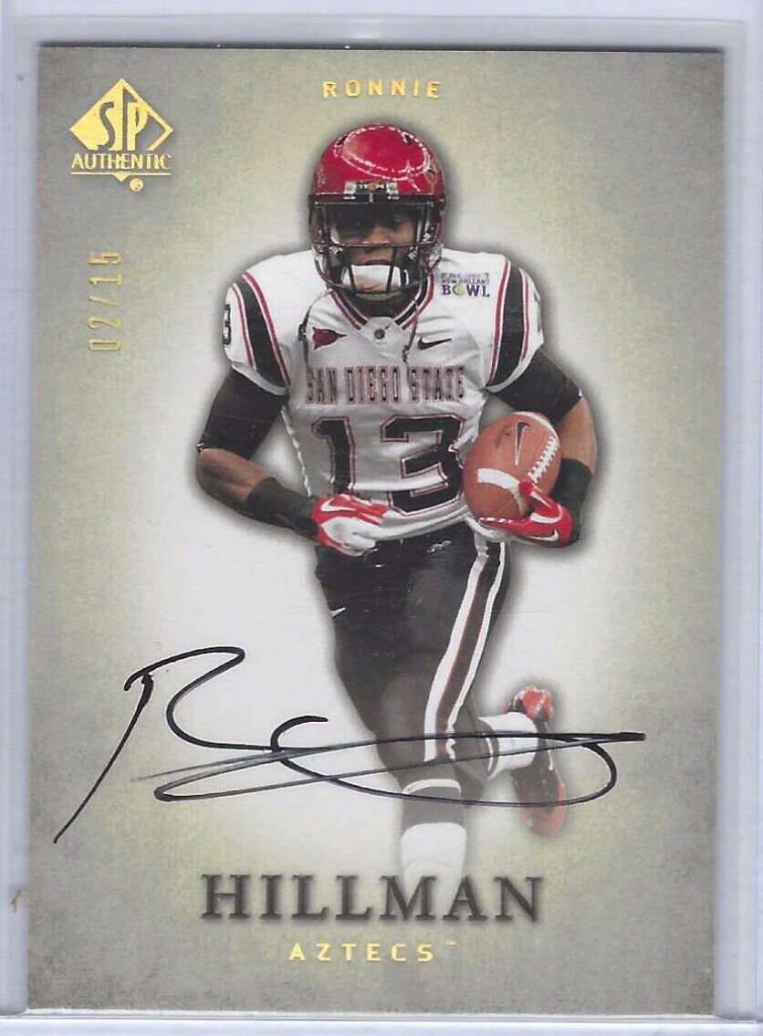 RONNIE HILLMAN 2012 UPPER DECK SP AUTHENTIC GOLD ON CARD AUTO RC #D 2/15