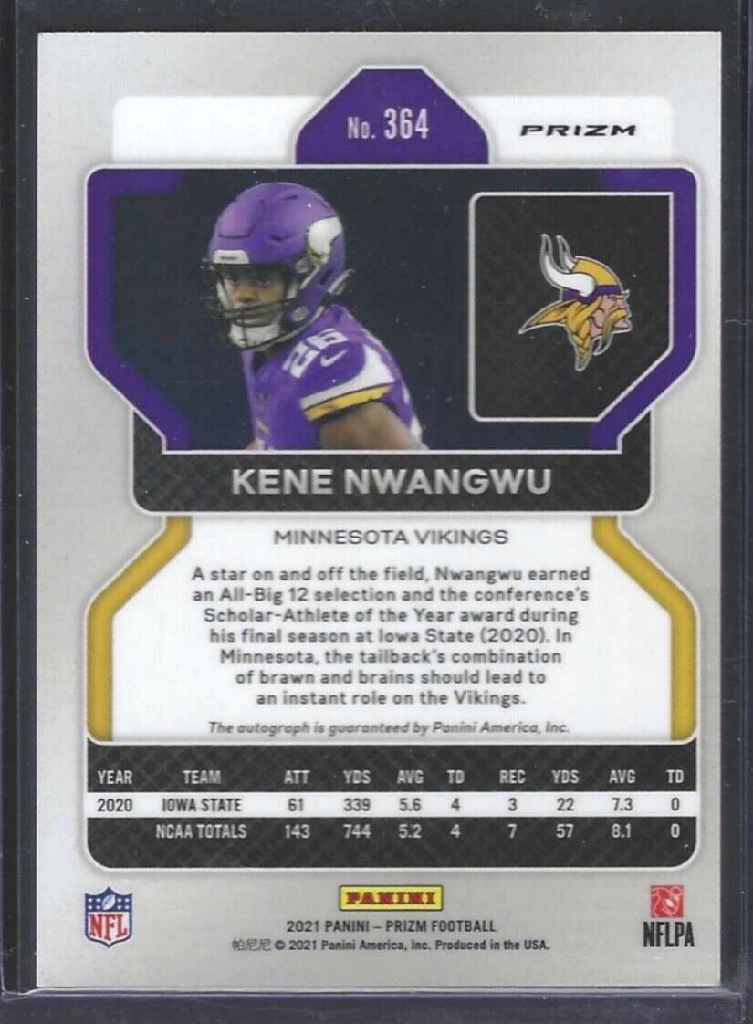 KENE NWANGWU 2021 PANINI PRIZM SILVER PRIZM ROOKIE AUTO RC #364