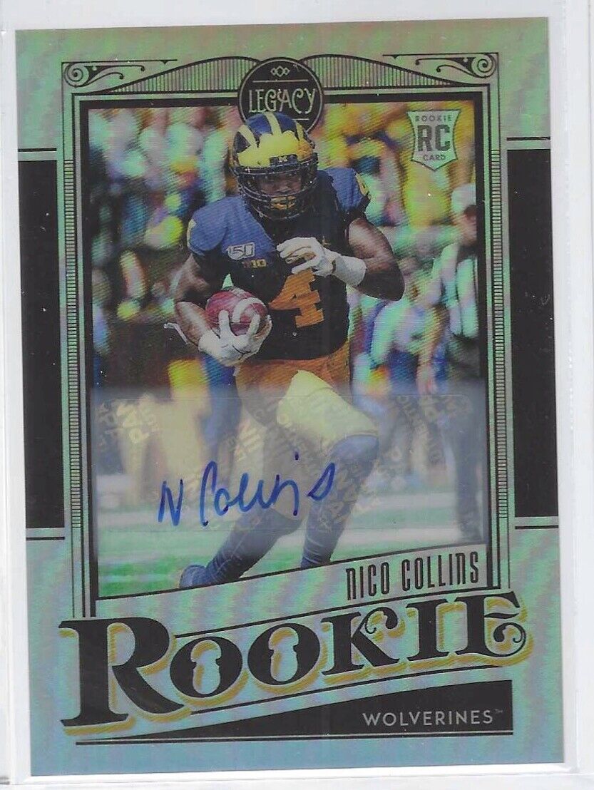 NICO COLLINS 2021 PANINI LEGACY SILVER PRIZM ROOKIE AUTO RC #160