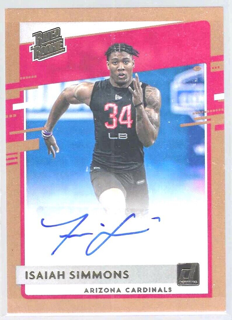 ISAIAH SIMMONS 2020 PANINI DONRUSS BRONZE RATED ROOKIE AUTO RC #349