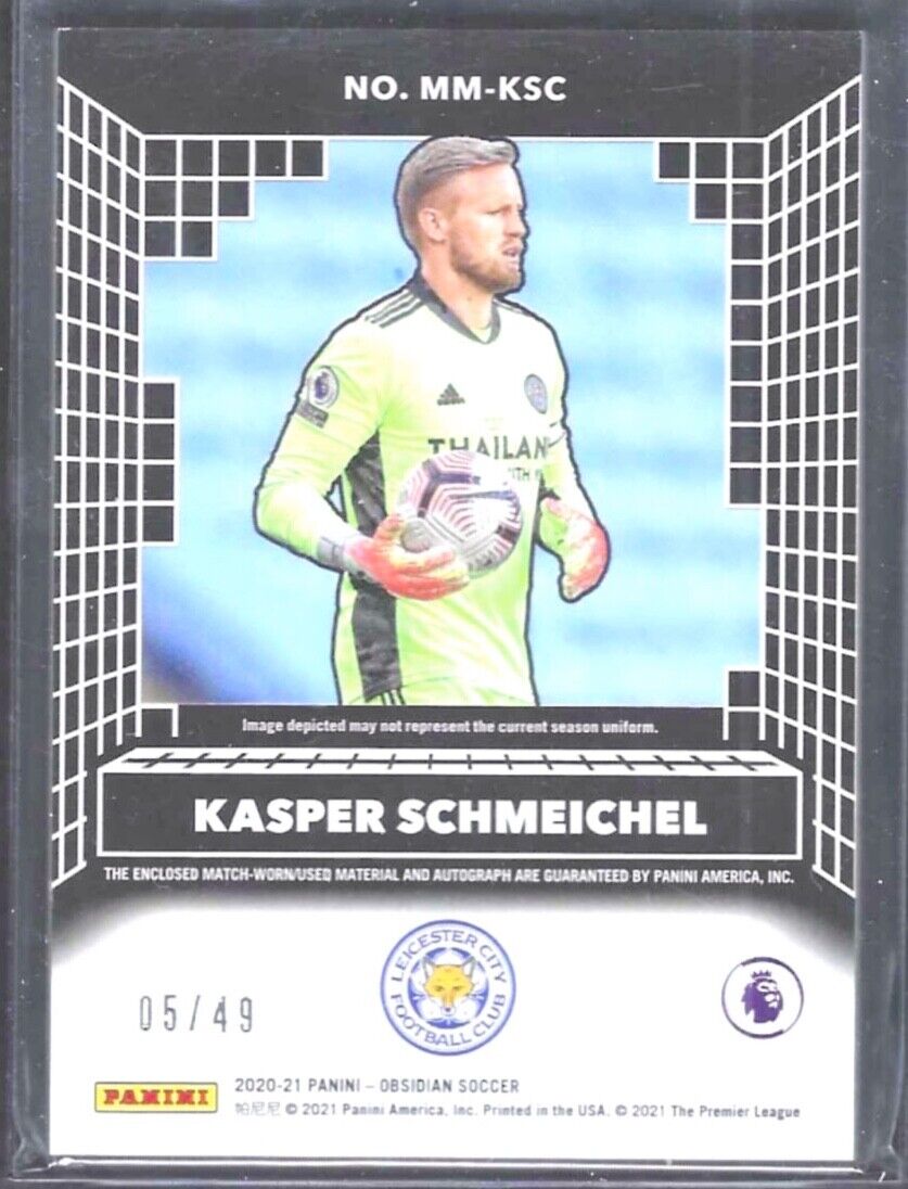 KASPER SCHMEICHEL 2020-21 PANINI OBSIDIAN MATRIX SILVER PRIZM PATCH AUTO #D 5/49