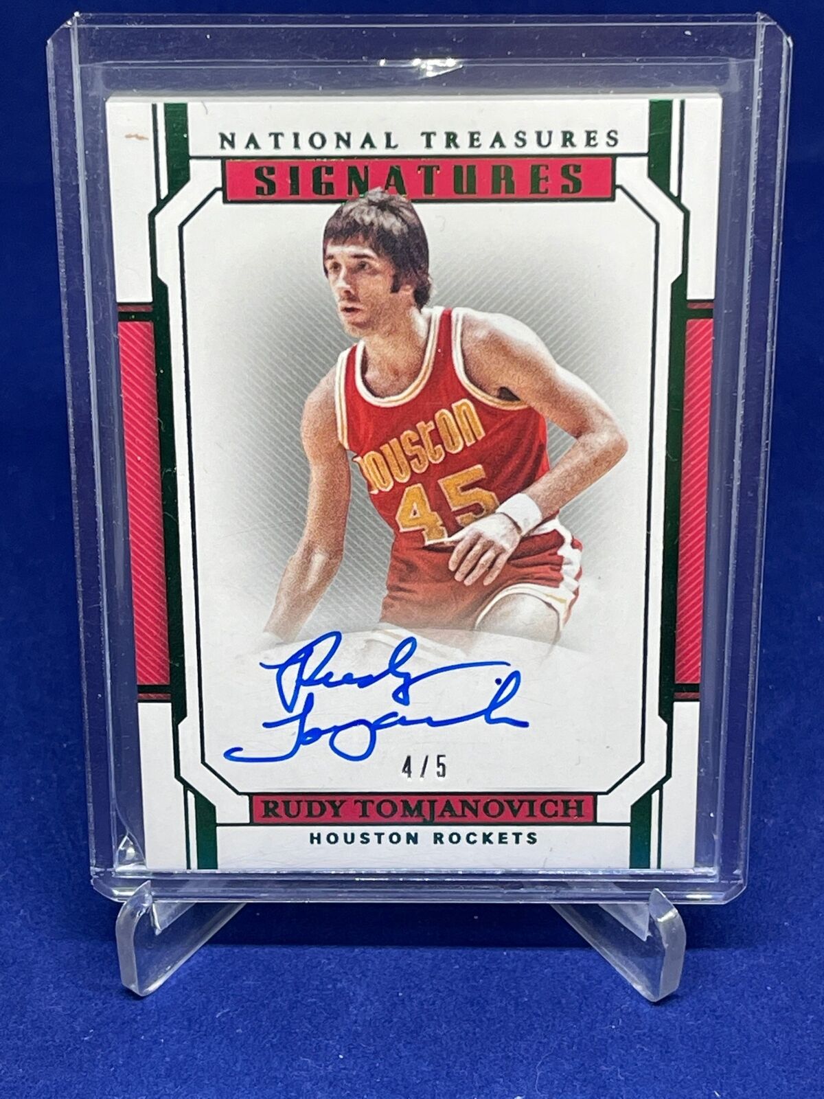 RUDY TOMJANOVICH 2018-19 PANINI NATIONAL TREASURES GREEN ON CARD AUTO #D 4/5