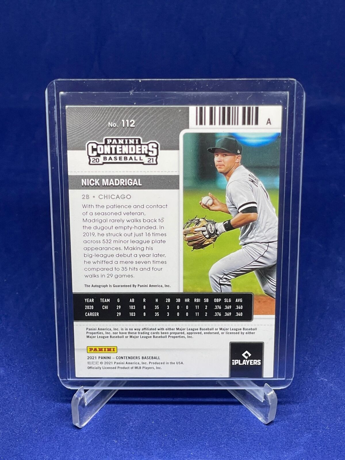NICK MADRIGAL 2021 PANINI CONTENDERS DRAFT TICKET BLUE AUTO A LEVEL RC #D 28/99