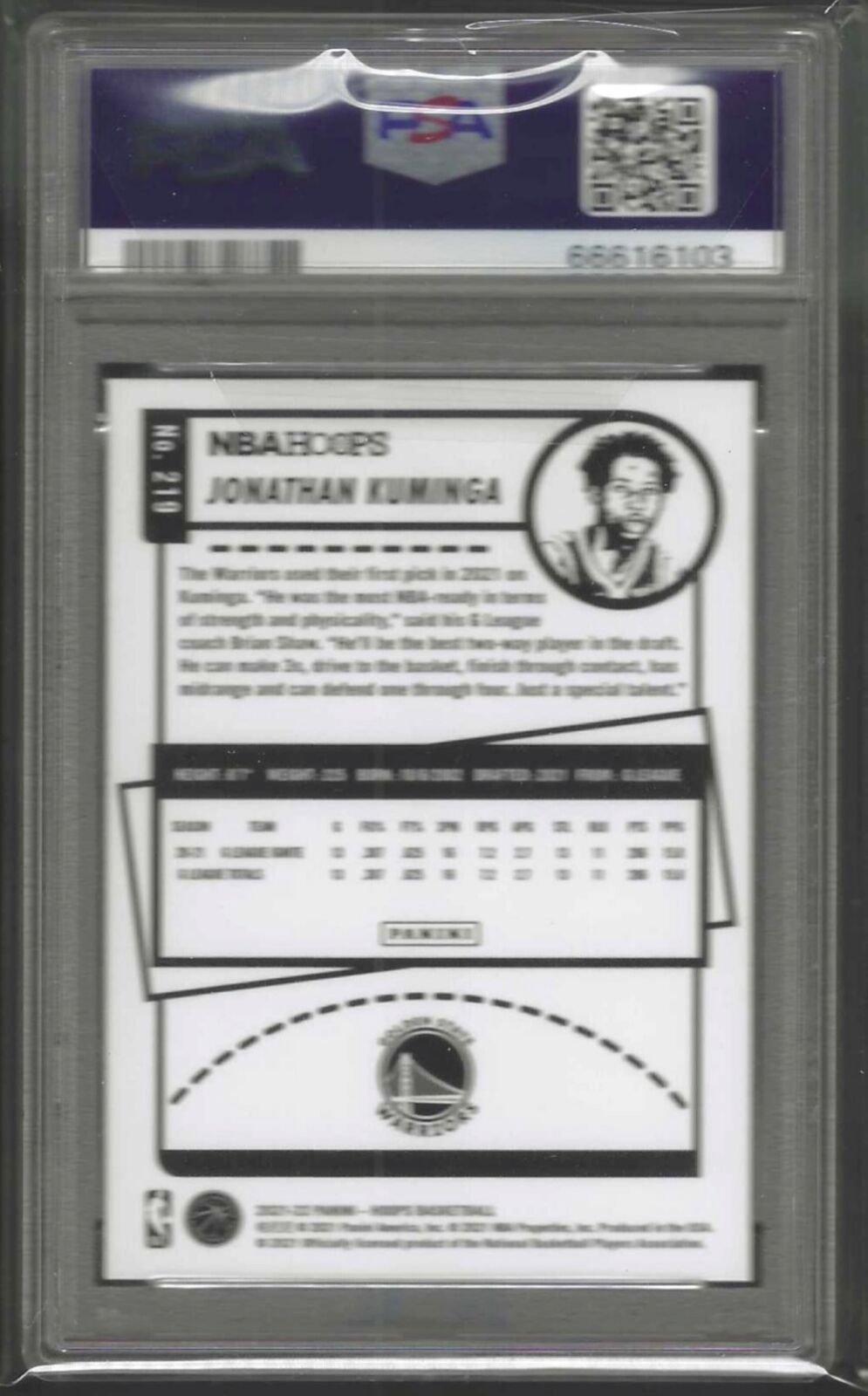JONATHAN KUMINGA 2021-222 PANINI NBA HOOPS ROOKIE RC #219 PSA 10 GEM MINT