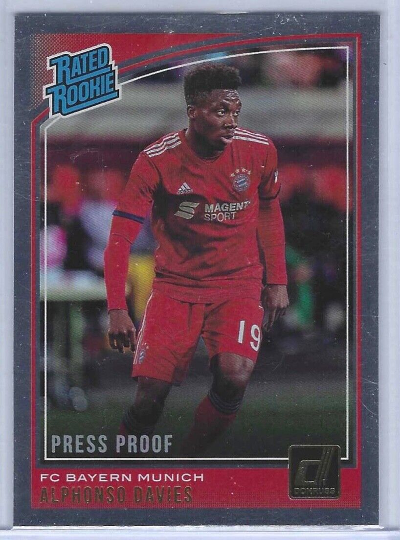 ALPHONSO DAVIES 2018-19 PANINI DONRUSS SILVER FOIL PRESS PROOF ROOKIE RC #176