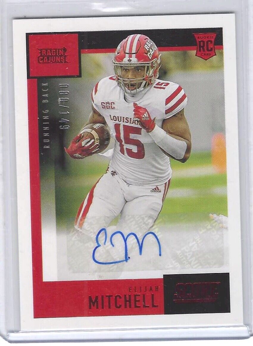 ELIJAH MITCHELL 2020 PANINI CHRONICLES RED SCORE ROOKIE AUTO RC #D 088/149