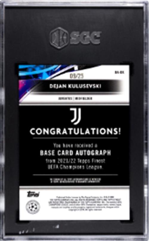 DEJAN KULUSEVSKI 2021-22 FINEST UCL ORANGE WAVE REFRACTOR AUTO /25 SGC 10 POP 1