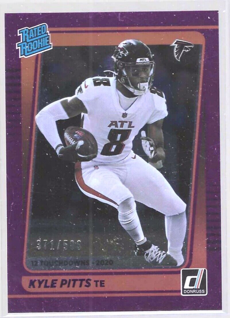 KYLE PITTS 2021 PANINI DONRUSS PURPLE STAT LINE FOIL RATED ROOKIE RC #D 371/500