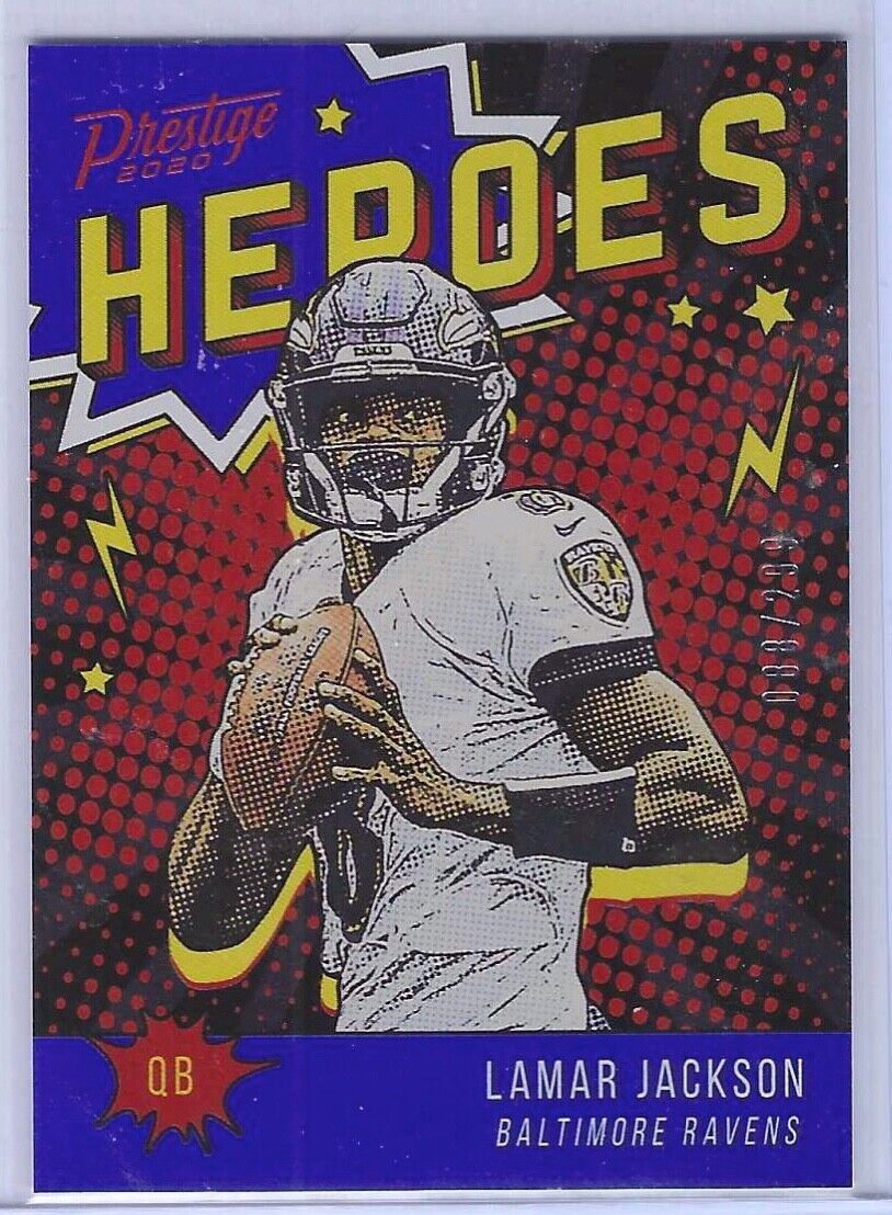 LAMAR JACKSON 2020 PANINI PRESTIGE HEROES BLUE XTRA POINTS #D 088/299