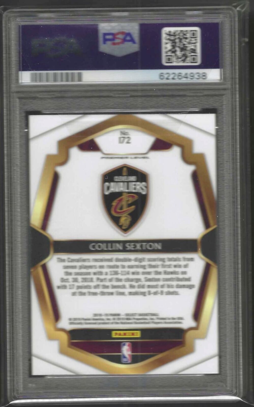 COLLIN SEXTON 2018-19 PANINI SELECT PREMIER LEVEL ROOKIE RC #172 PSA 10 GEM MINT